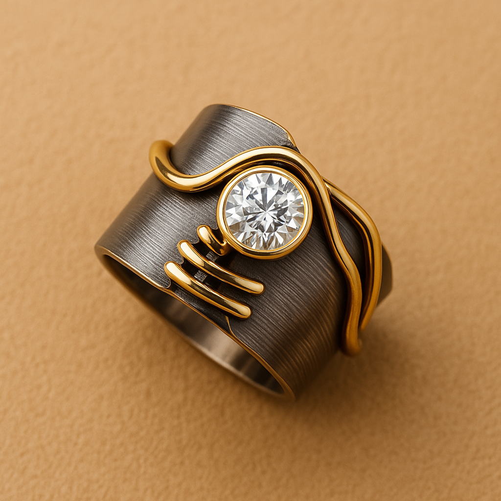 Louisa - Vintage Wave Rhinestone Statement Ring