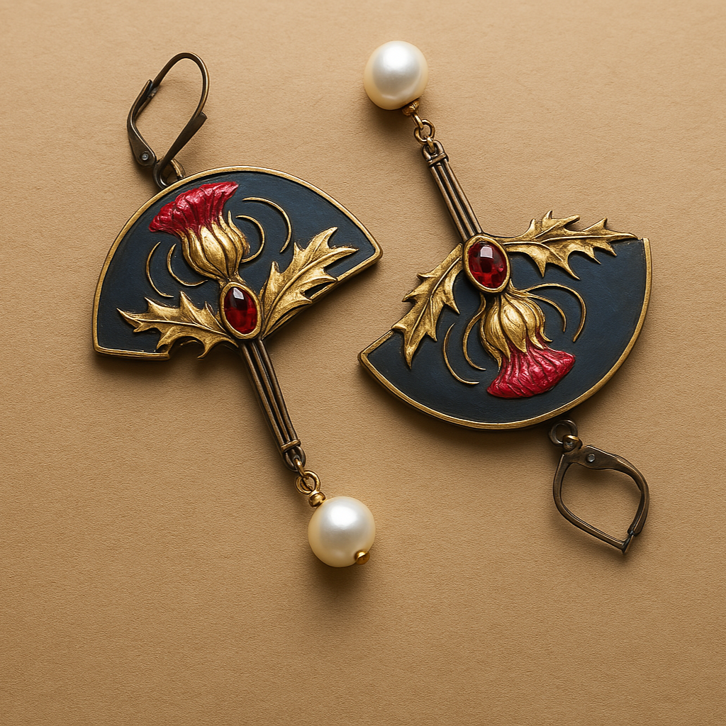 Millie - Vintage Pearl Thistle Drop Kolczyki 