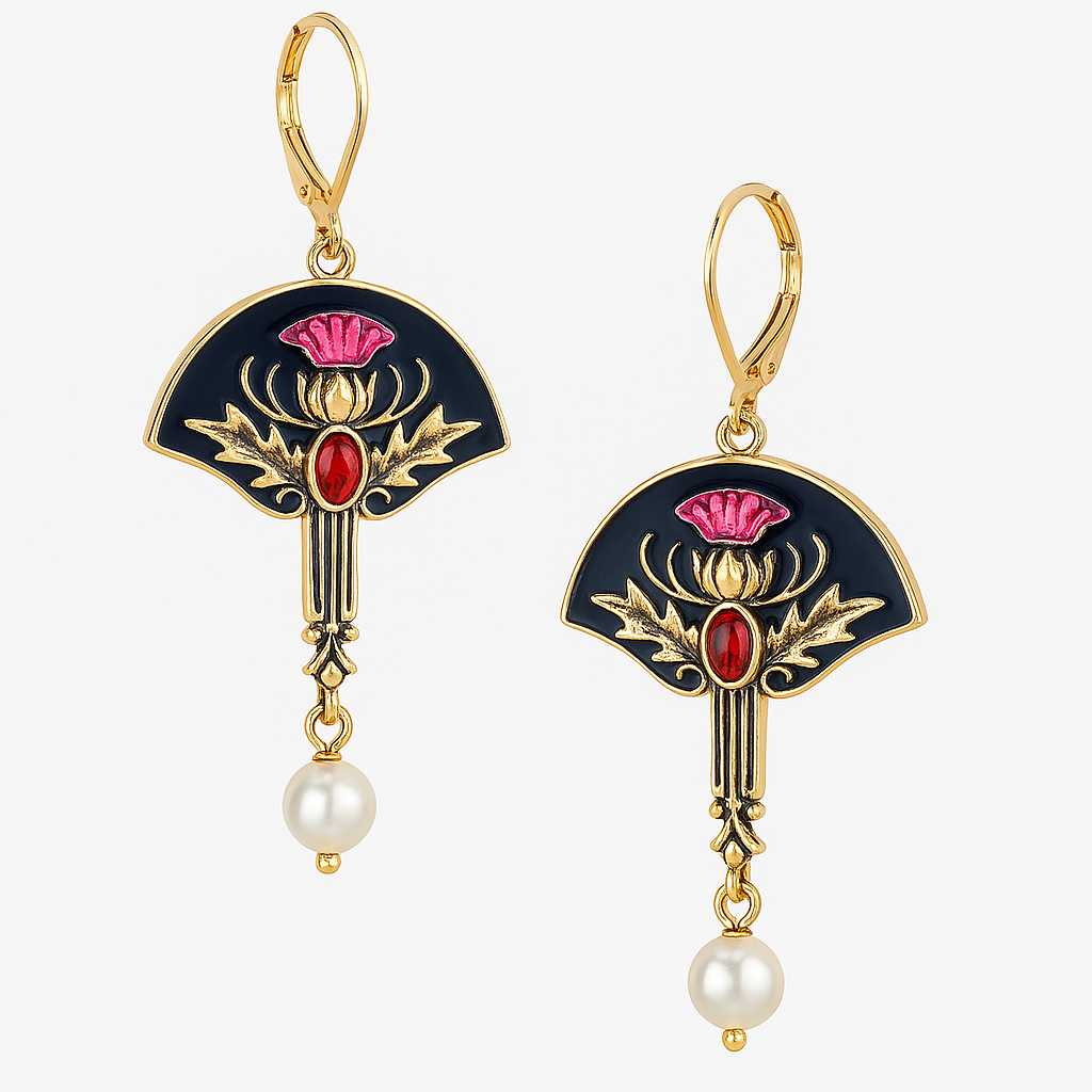 Millie - Vintage Pearl Thistle Drop Kolczyki 